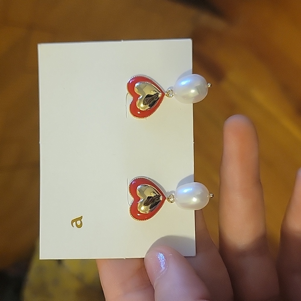 ANA LUISA HEART PEARL EARRINGS
